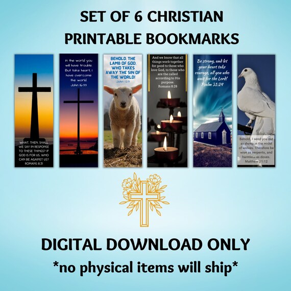 Set of 6 Christian Bookmarks 