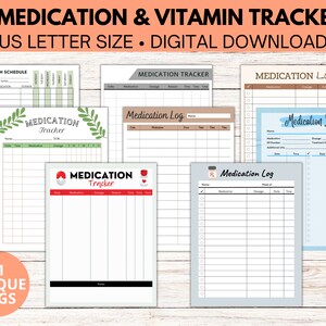 Printable Medication Tracker, Medication Logs, Vitamin Supplement Tracker, Medicine Log, Medicine Tracker, Medication Organizer, Med Planner