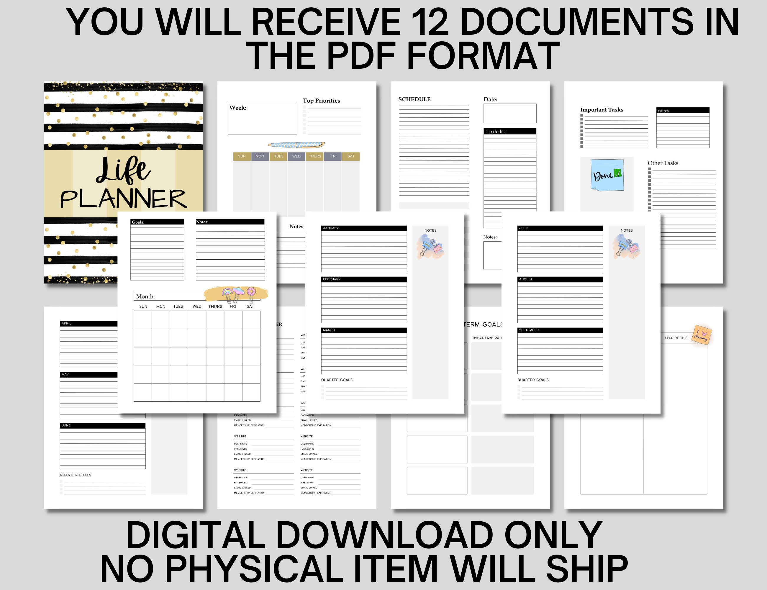 Life Planner Printable, Printable Planner, Digital Planner, Daily ...
