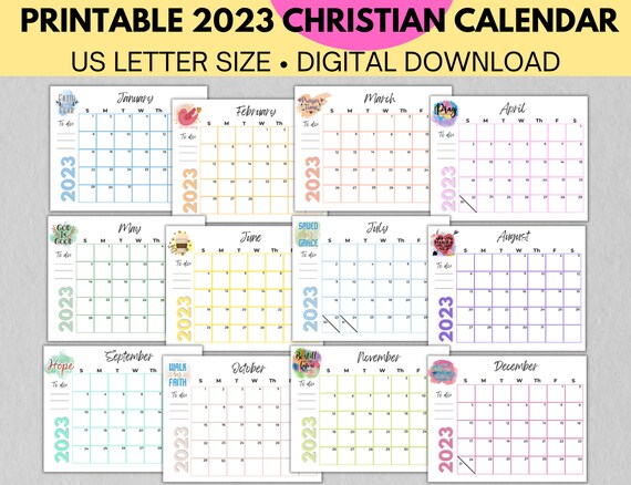 2023 Christian Printable Calendar Christian Calendar - Etsy