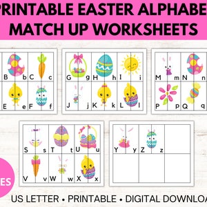 Juego de emparejamiento de letras de Pascua para imprimir, reconocimiento de letras, juego de Pascua para niños