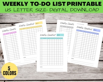 Weekly To-Do List Printables, Goal Tracker, Habit Tracker, Printable Checklist, Weekly Checklist, To-Do List Printable, Checklist Template