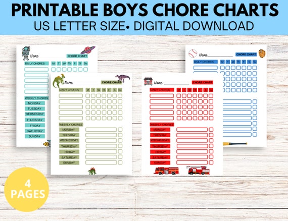 Printable Chore Chart for Boys