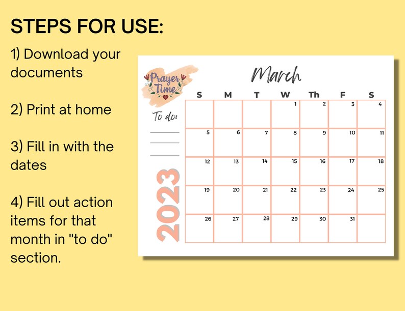 2023 Christian Printable Calendar Christian Calendar Etsy