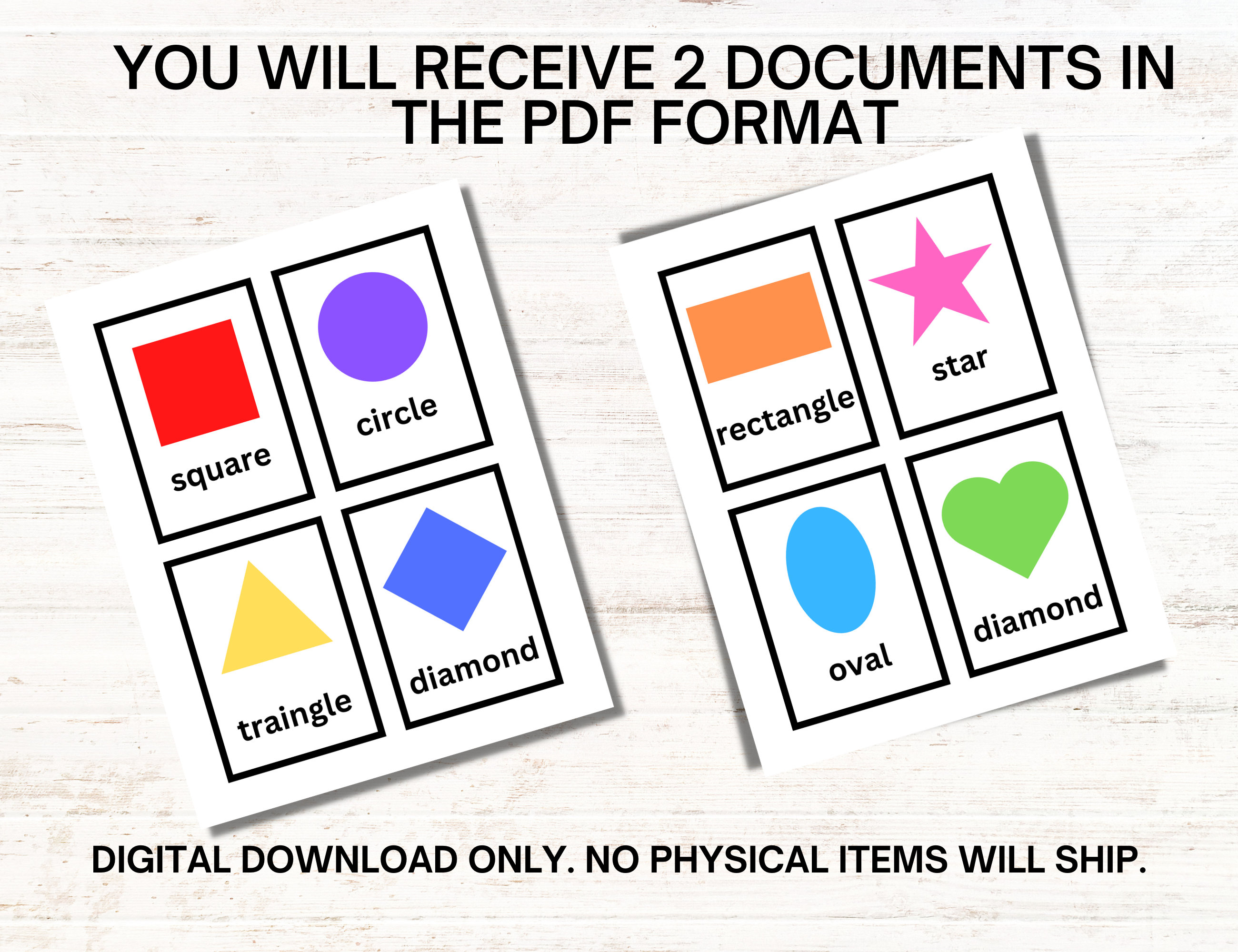 Shape Flashcards, Preschool Printable Flashcards, Toddler Flashcards ...