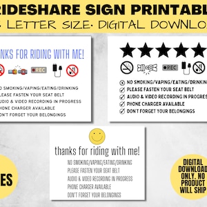 Rideshare Sign, Uber Lyft Drivers, Driver Signs, Printable Rideshare Signs, Ride Share Sign
