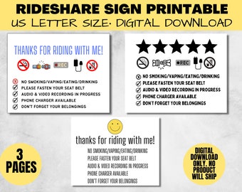 Rideshare Sign, Uber Lyft Drivers, Driver Signs, Printable Rideshare Signs, Ride Share Sign