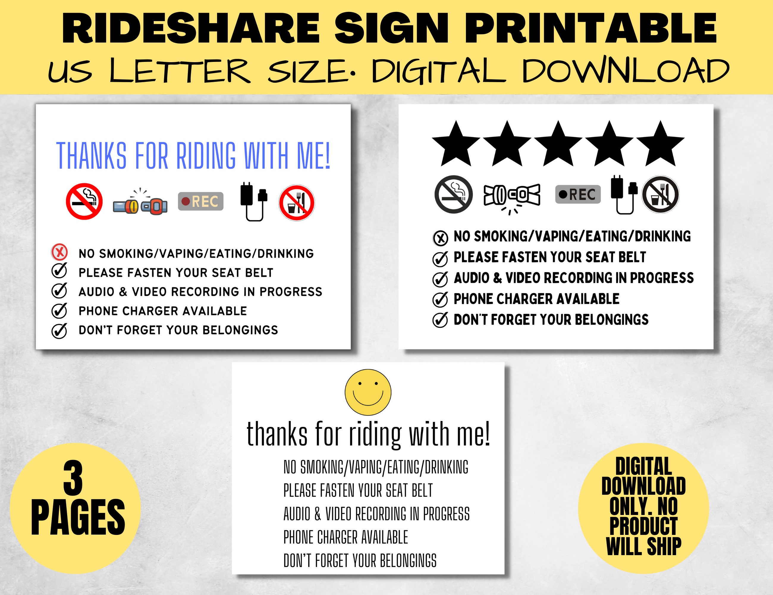 Template Free Printable Uber Signs