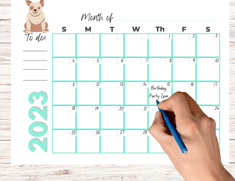 2023 Printable Calendar With Dogs Dog Calendar Printable - Etsy