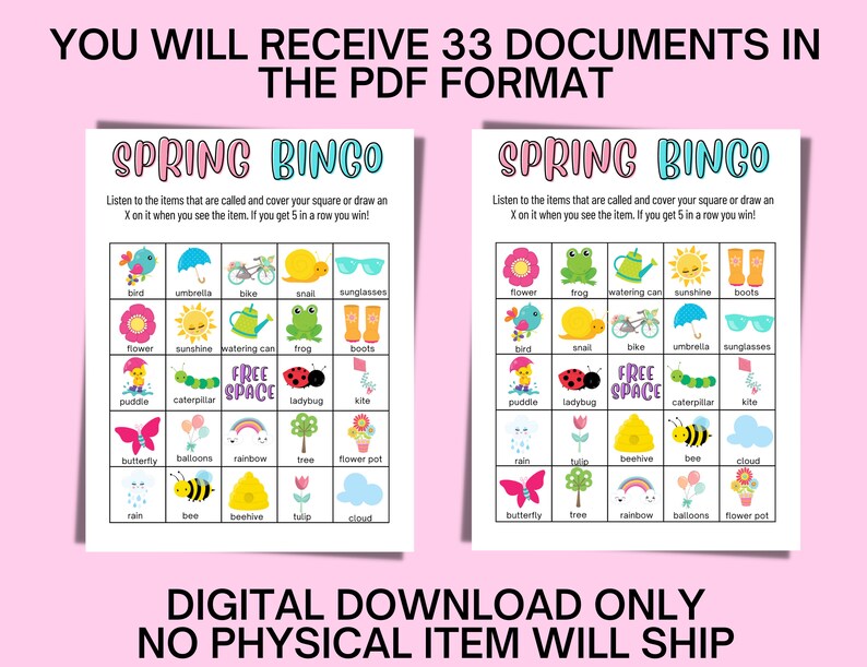 Spring Bingo Printables, Printable Bingo Game, Classroom Bingo, Sping