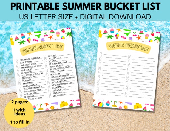 Summer Bucket List Printable