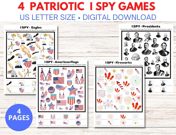 Set of 4 I Spy 4th of July Games