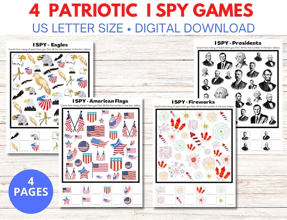 Set of 4 I Spy 4th of July Games 