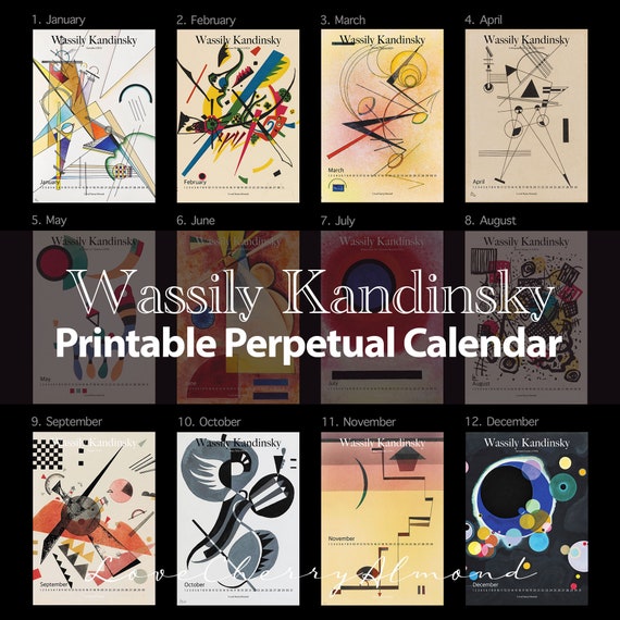 Set of 12 Wassily Kandinsky Printable Perpetual Calendar Etsy