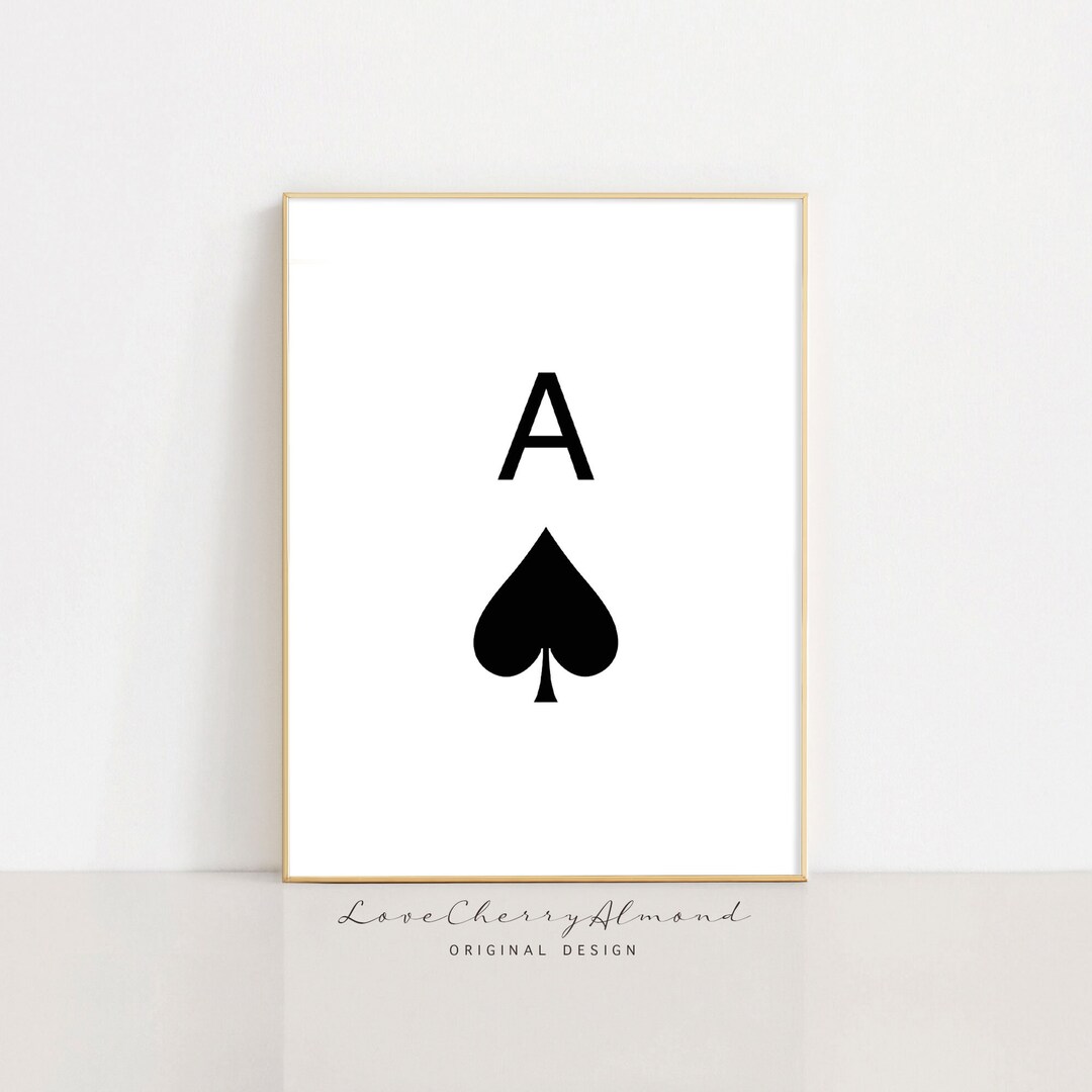 Ace of Spades Playing Card Printable Wall Art, Prints Minimalist Poster ...