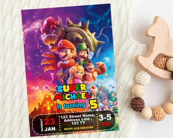 Invito modificabile a tema Mario / Invito di compleanno a tema Super Mario / Invito per festa di compleanno a tema Mario