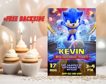 Personalized and Editable Sonic the Hedgehog Party Invitation | Sonic Birthday Invite | Digital Canva Template