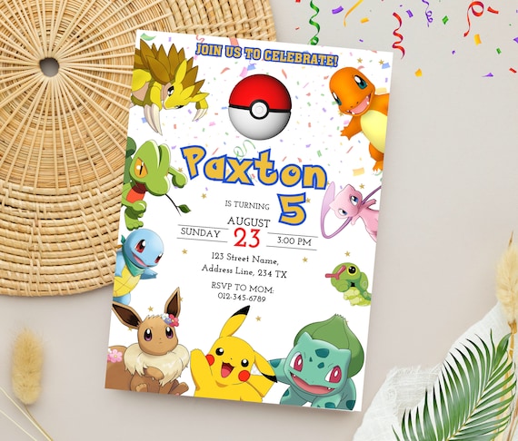 Editable Pokemon Invitation | Pokemon Birthday Party Invite | Digital Pokemon Card Invitation