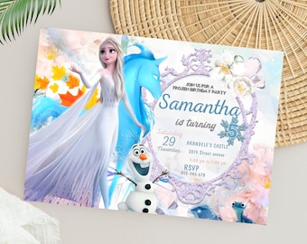 Invito di compleanno Frozen / Invito alla festa di compleanno Frozen modificabile / Modello digitale Frozen personalizzato