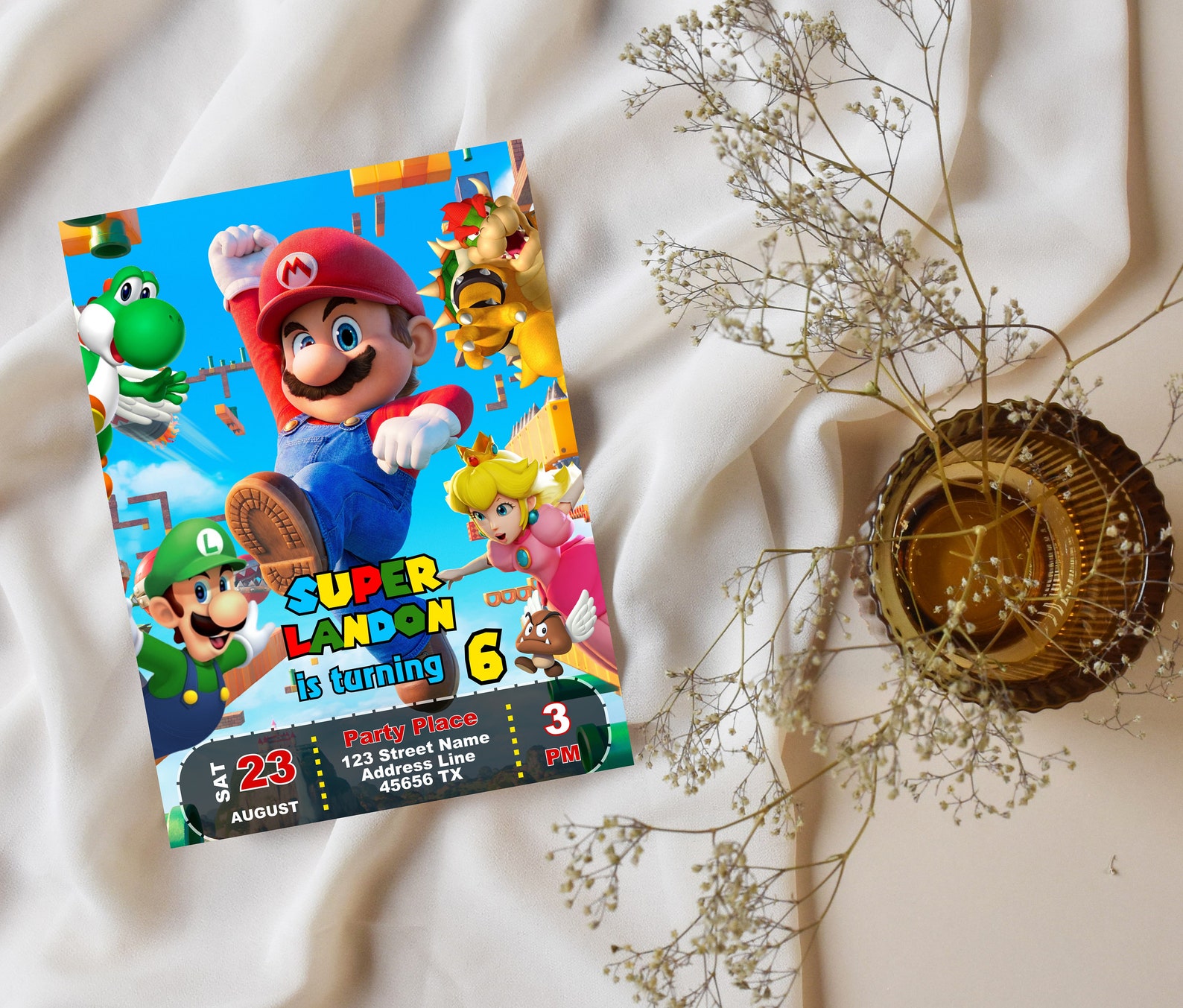 Editable Super Mario Birthday Invitation | Printable Mario Birthday ...
