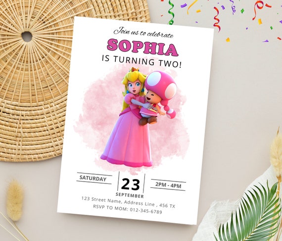 Princess Peach Birthday Invitation | Editable Super Mario Princess Peach Invitation | Digital Princess Invite