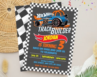 Editable Hot Cars Birthday Invitation | Personalized Wheels Birthday Invite | Racing Cars Invitation