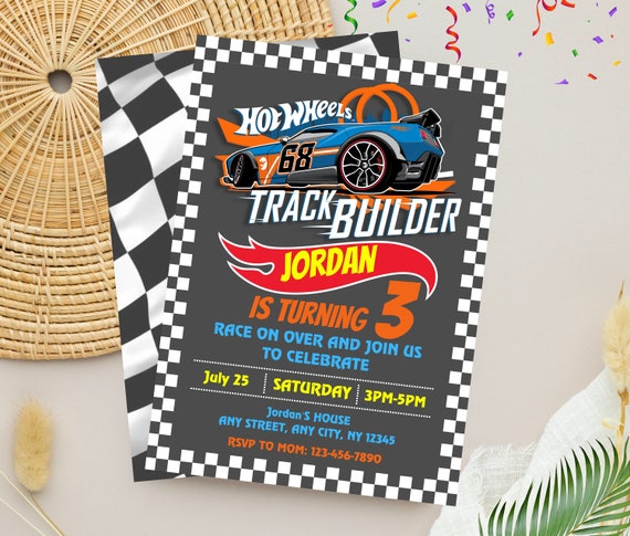 Editable Hot Cars Birthday Invitation | Personalized Wheels Birthday Invite | Racing Cars Invitation