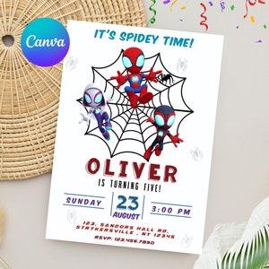 Editable Spidey Invitation | Spidey and His Friends Birthday Invite | Personalized Digital Template image 3