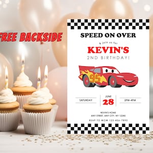 Personalized and Editable Digital Invitation | Cars McQueen Invitation | Lightning McQueen Birthday Invitation