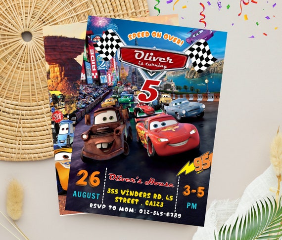 Editable Cars Birthday Invitation | Cars McQueen Invitation | DisneyCars Digital Birthday Party Template