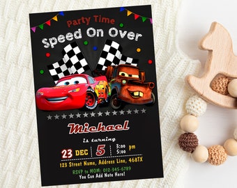Invito di compleanno modificabile Cars McQueen / Invito Saetta McQueen e Cricchetto / Invito di compleanno personalizzato Cars