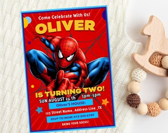 Invito di compleanno modificabile di Spiderman / Invito alla festa di compleanno di Spiderman / Modello digitale di compleanno di Spiderman