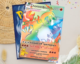 Redigerbar Pokémon-födelsedagsinbjudan | Pokémon-kort-födelsedagsinbjudan | Personlig digital mall
