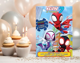 Personalized and Editable Spidey Birthday invitation | Spidey and His Amazing Friends Party Template | Digital Canva File