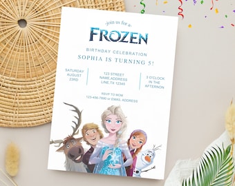 Invito di compleanno Frozen / Invito modificabile per la festa di compleanno Frozen / Modello digitale Canva