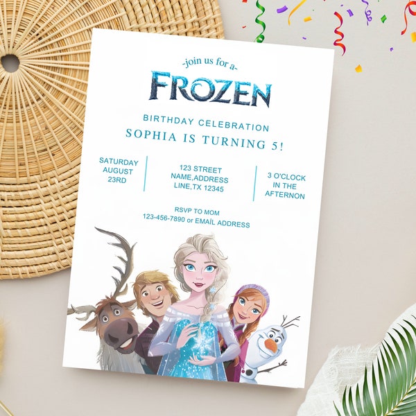 Frozen Birthday Invitation | Editable Frozen Birthday Party Invite | Digital Canva Template