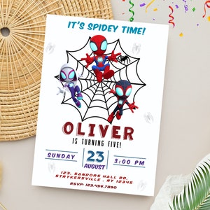 Editable Spidey Invitation | Spidey and His Friends Birthday Invite | Personalized Digital Template image 1