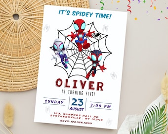 Invito modificabile di Spidey / Invito di compleanno di Spidey e i suoi amici / Modello digitale personalizzato
