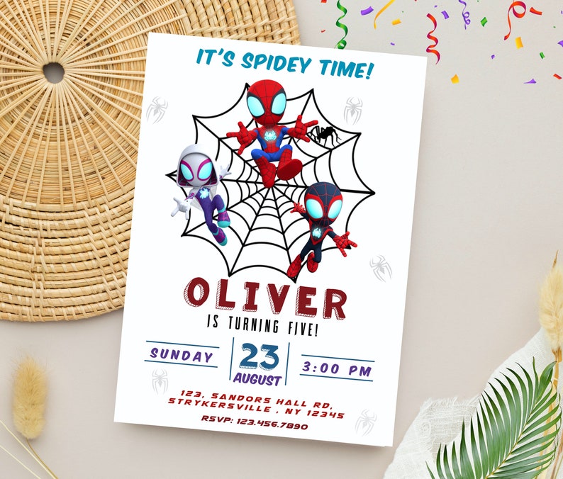 Editable Spidey Invitation | Spidey and His Friends Birthday Invite | Personalized Digital Template image 1