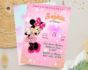 Invito di compleanno modificabile di Minnie Mouse / Invito alla festa di compleanno di Minnie Mouse / Modello digitale Oh-Toodles