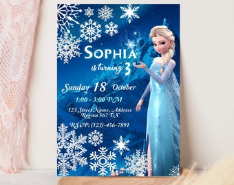 Invito Frozen / Invito alla festa Frozen modificabile / Invito digitale personalizzato Frozen Elsa