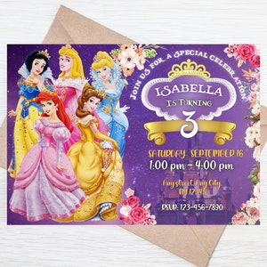 Personalized and Editable Princess Birthday Invitation | Royal Girl Celebration Invite | Magical Disney Princess Invitation