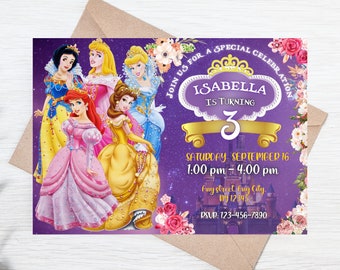 Personalized and Editable Princess Birthday Invitation | Royal Girl Celebration Invite | Magical Disney Princess Invitation