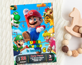 Invito di compleanno modificabile di Super Mario / Invito stampabile per la festa di compleanno di Mario / Modello digitale personalizzato di Super Mario