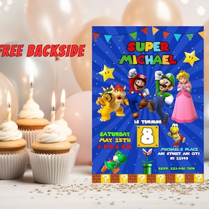 Personalized and Editable Digital Download | Super Mario Birthday Invitation | Mario Birthday Party Template