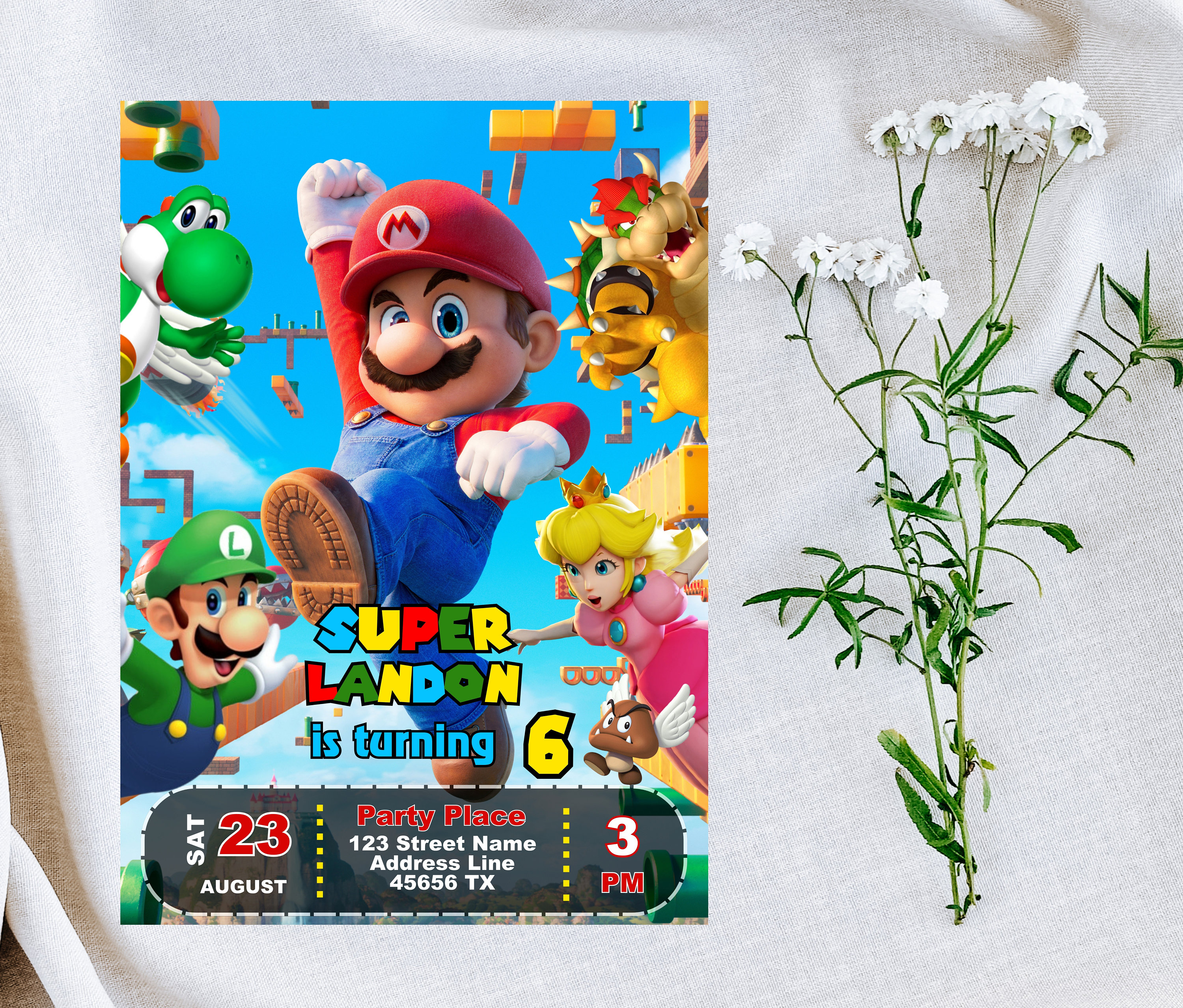 Editable Super Mario Birthday Invitation | Printable Mario Birthday ...