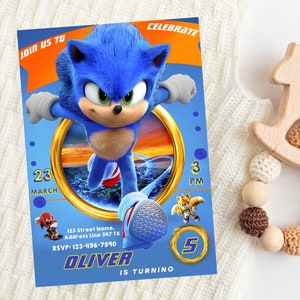 Faire-part d'anniversaire Sonic modifiable | Faire-part d'anniversaire de Sonic l'hérisson | Invitation personnalisée pour une soirée à thème Sonic