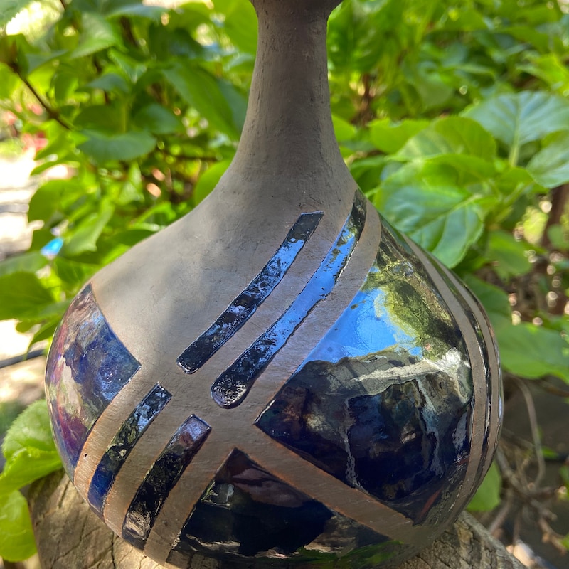 Black Raku Vase - Etsy