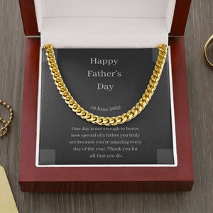 Joyeux maillon de chaîne cubain de la fête des pères, collier pour hommes, cadeau de fête des pères, cadeaux pour papa de fille / fils