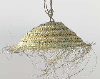 Moroccan handmade rattan lamp shade, Natural Suspension Doum , bohemian light pendant
